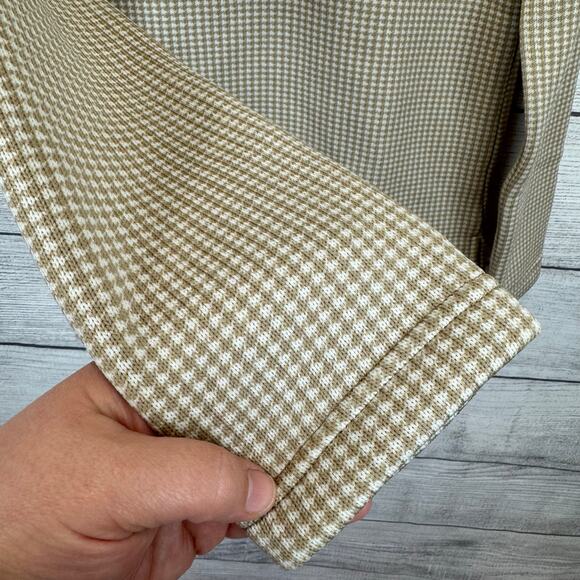 J.Crew Factory Tan & White Houndstooth Funnel Neck Pullover Sweater Size Medium - Picture 4 of 9